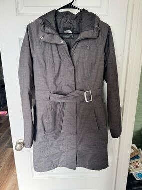 The North Face Women's Gray Hooded Belted Trench Coat